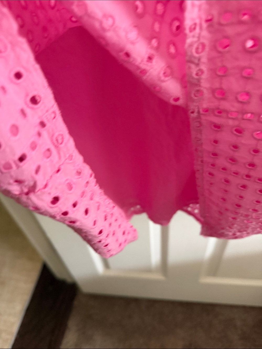 St. John's Bay Pink Eyelet V-Neck Ruffle Sleeve Mini Dress - Picture 15 of 16